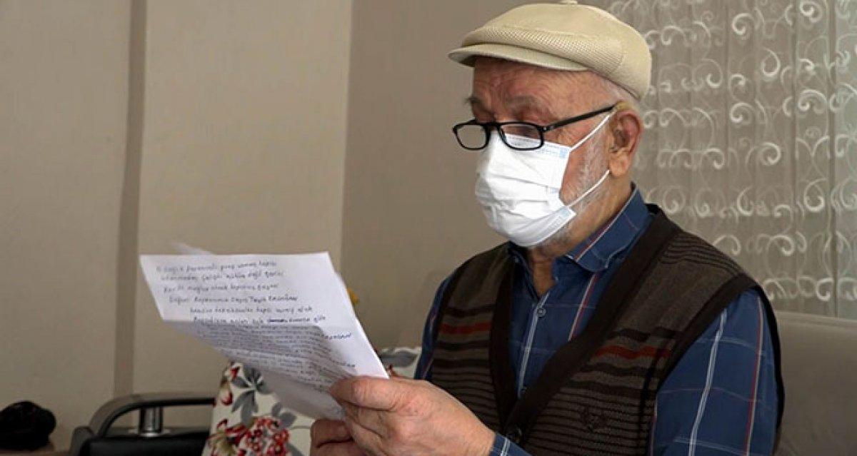 Kayseri'de aşıya ikna olan Mehmet Amca Erdoğan'a şiirle teşekkür etti