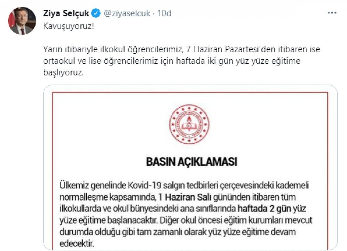 Yüz yüze eğitimin başlayacağı tarih belli oldu