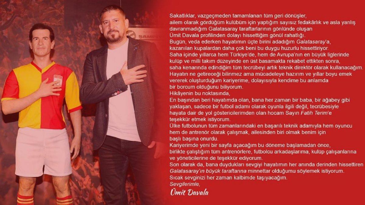 Ümit Davala, Galatasaray'a veda etti