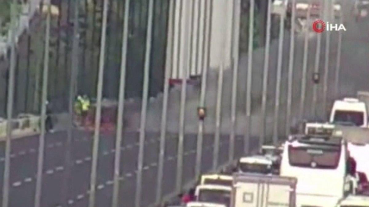 FSM Köprüsü'nde araç alev alev yandı