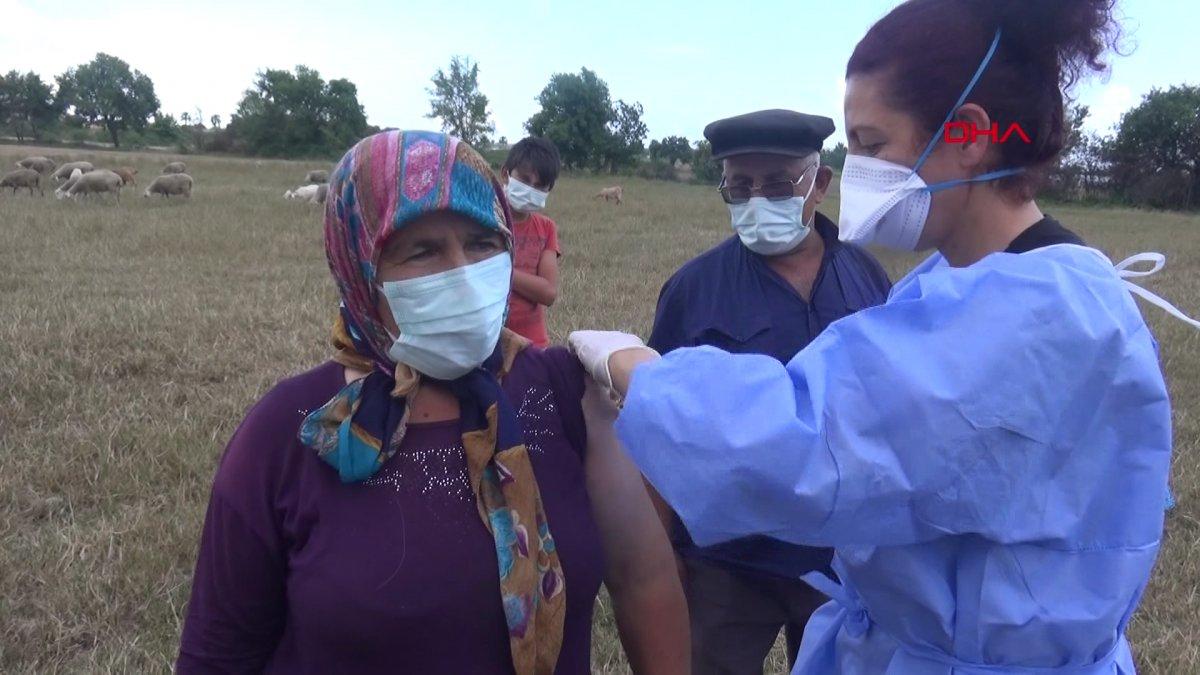 Antalya'da çoban çifte sürü başında aşı yapıldı