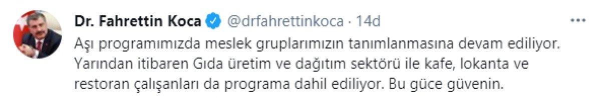 Üç meslek grubu daha aşılamaya dahil edildi