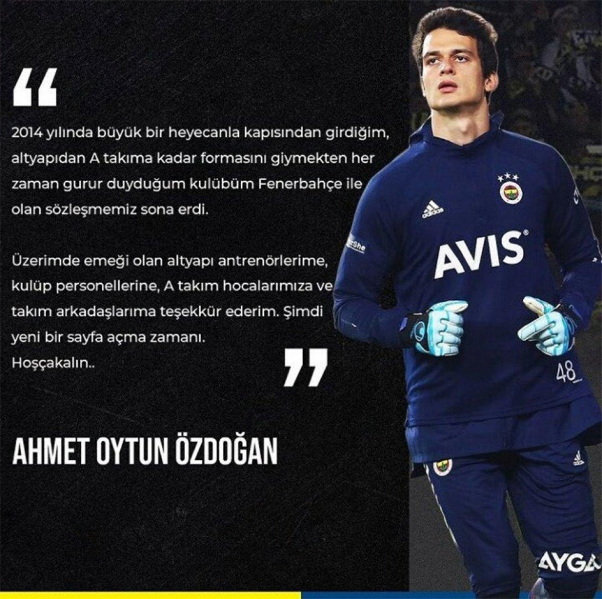 Fenerbahçe'de kaleci Ahmet Oytun takıma veda etti