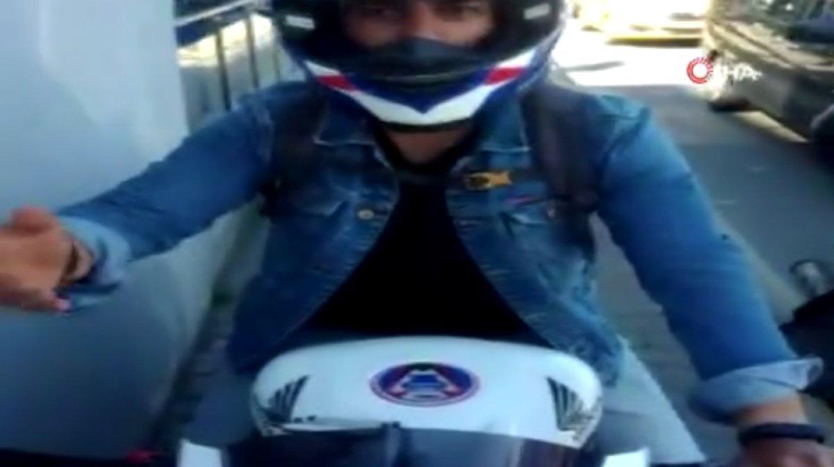 Beşiktaş'taki yaya, kaldırımdan geçen motosikletliyle tartıştı