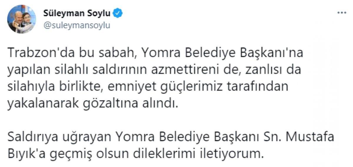 Yomra Belediye Başkanı Bıyık’a silahlı saldırıyı gerçekleştiren şahıs yakalandı