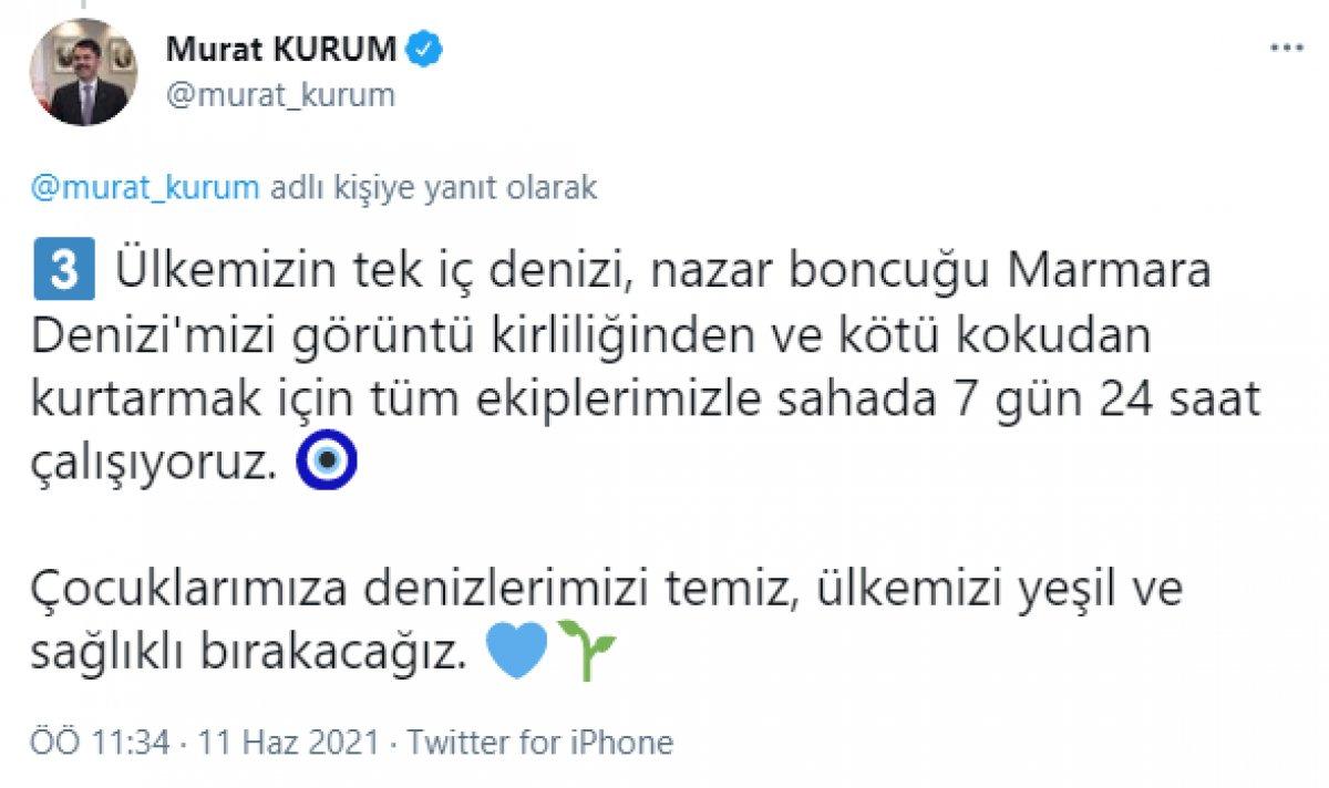 Murat Kurum: 733,1 metreküp müsilajı bertarafa gönderdik
