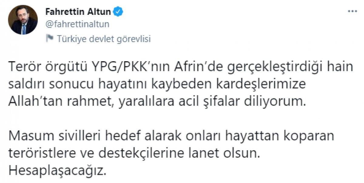 Fahrettin Altun: Masum sivilleri katleden teröristlerle hesaplaşacağız