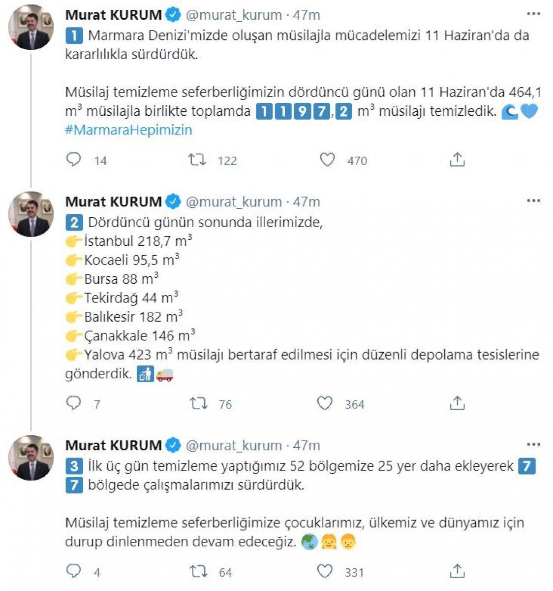 Murat Kurum açıkladı: Hangi ilden ne kadar müsilaj toplandı?