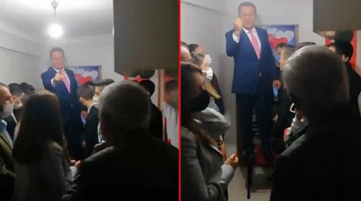 Mustafa Sarıgül sandalyenin üzerine çıkıp konuştu