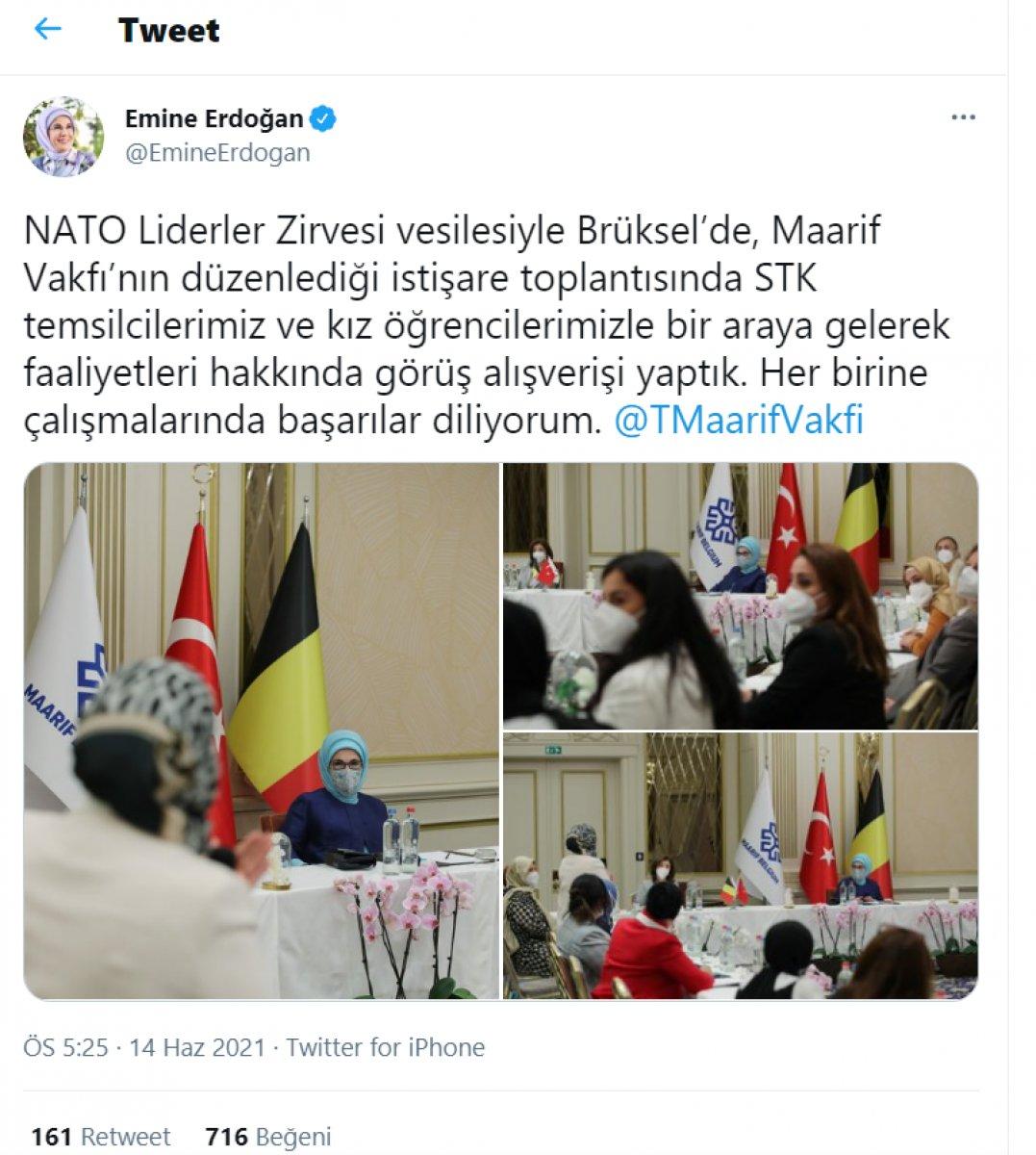 Emine Erdoğan, Belçika'daki Türk STK'larının temsilcileriyle bir araya geldi