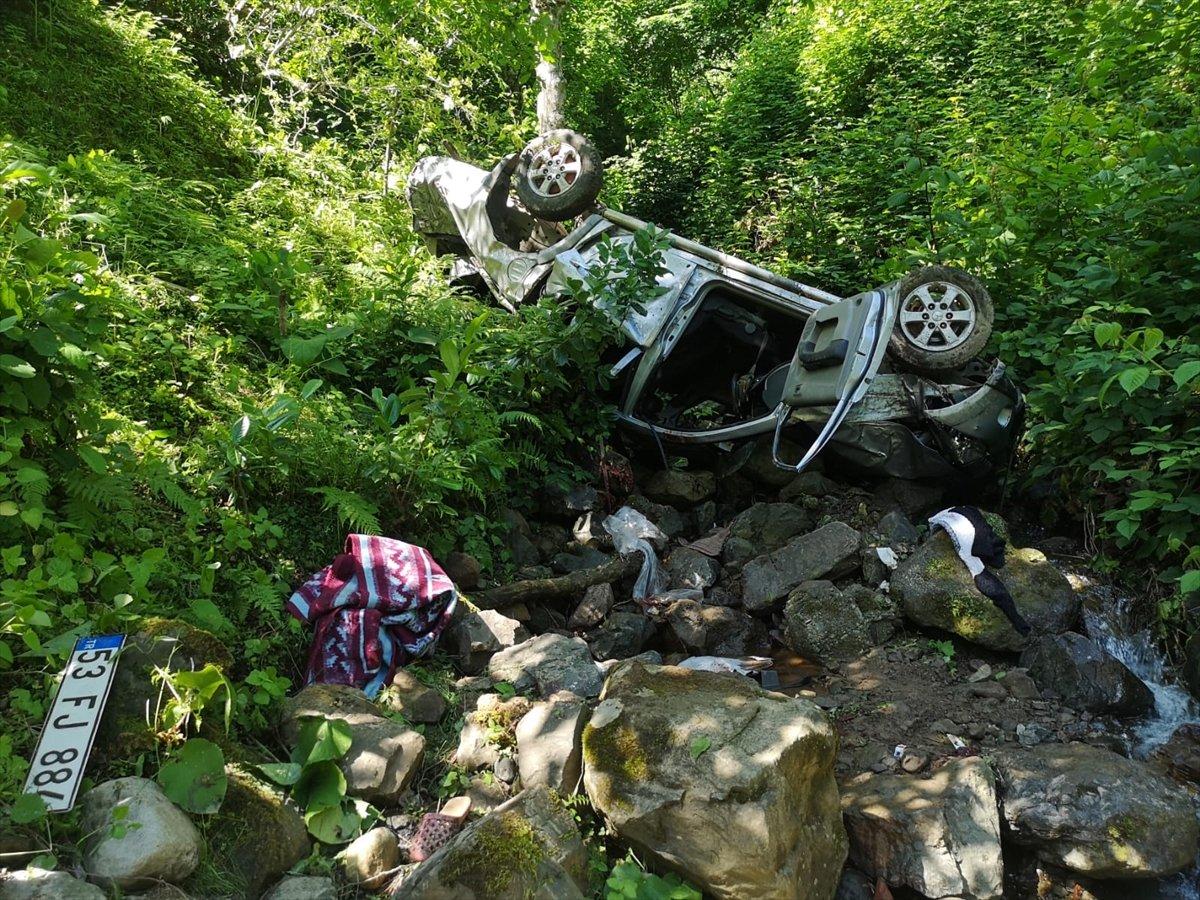 Rize'de kamyonet uçuruma yuvarlandı