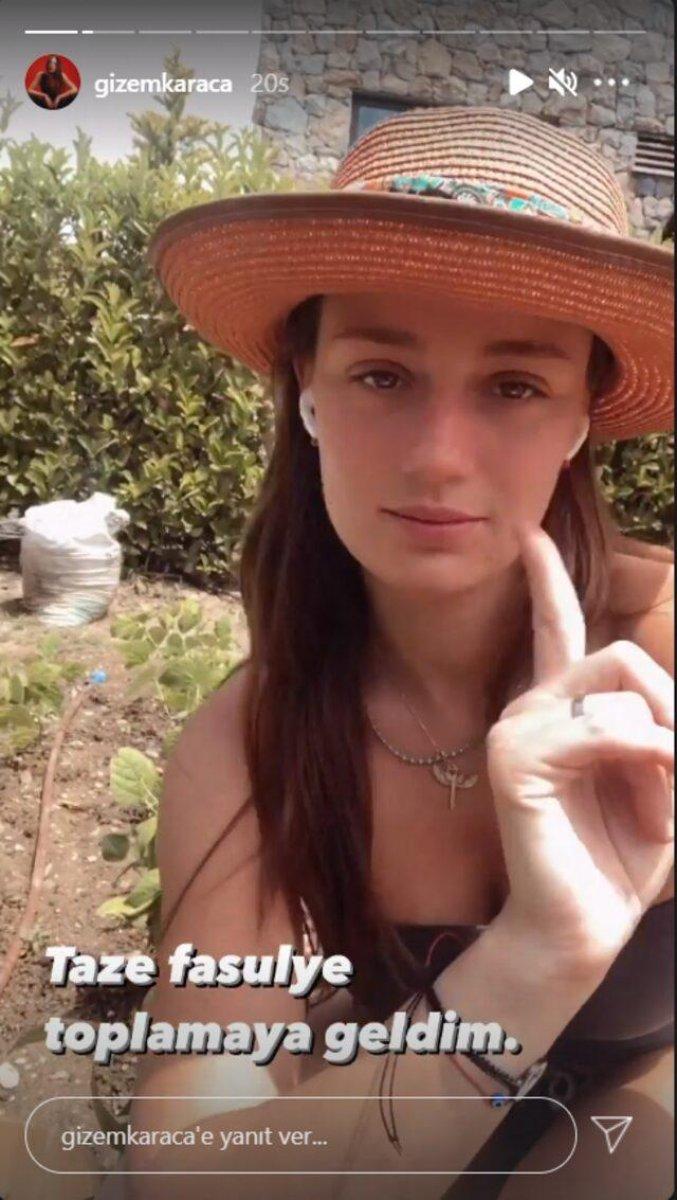 Gizem Karaca, fasulye toplamaya gitti
