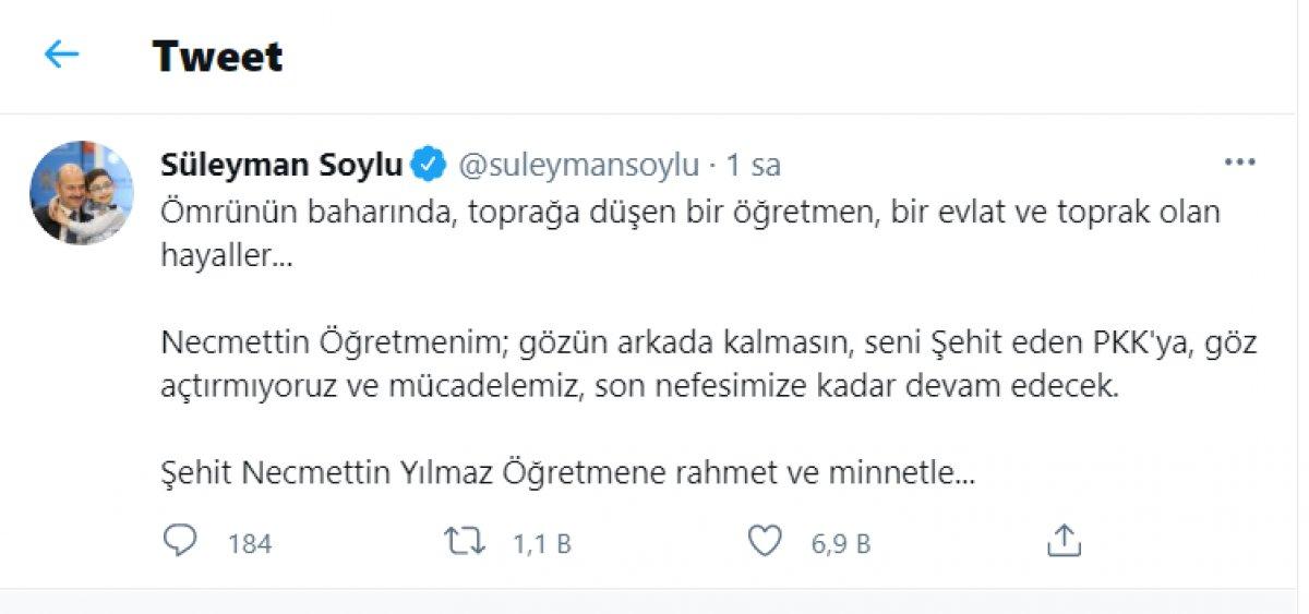 Süleyman Soylu, Necmettin Öğretmen'i unutmadı