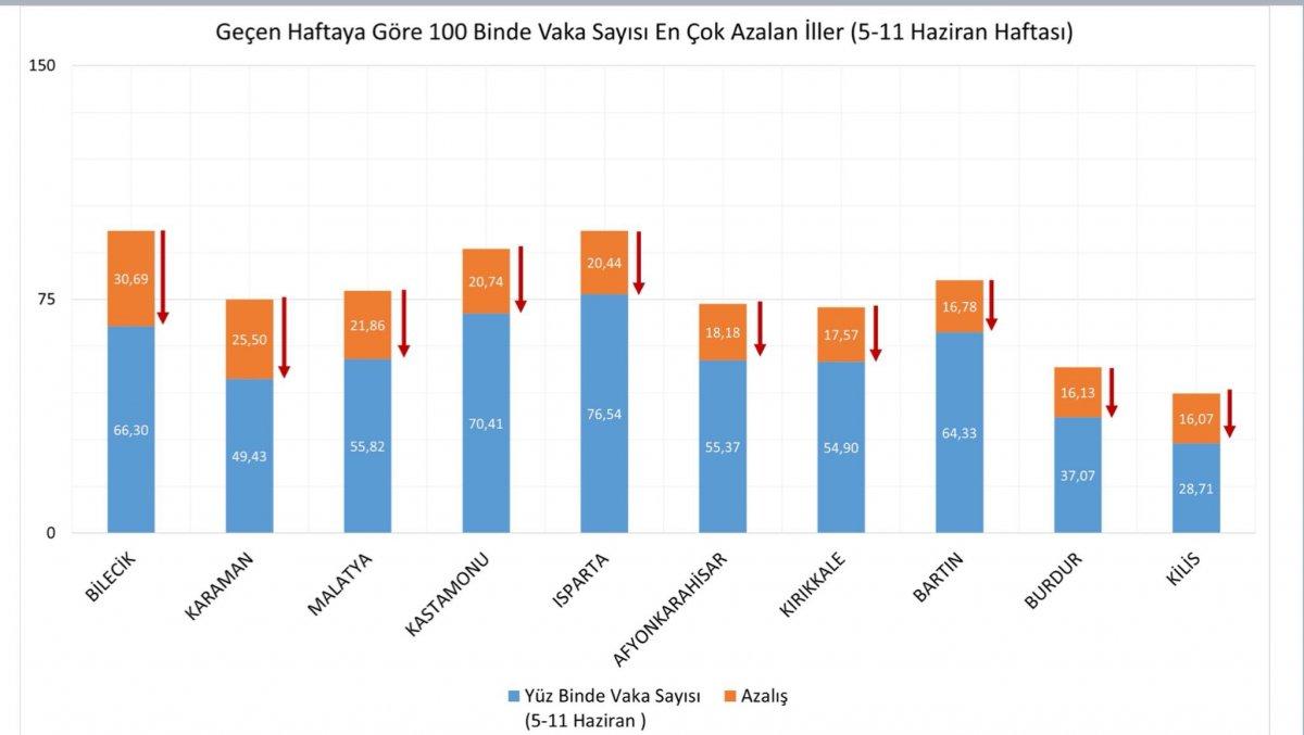 Hangi illerde vaka sayısı azaldı? 5-11 Haziran haftası vaka yoğunluğu..