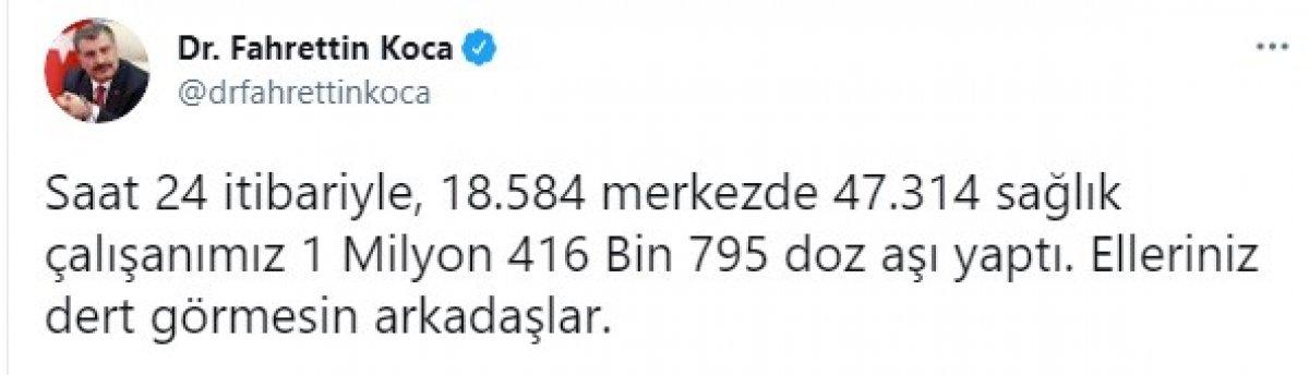 Fahrettin Koca günlük yapılan doz miktarını paylaştı