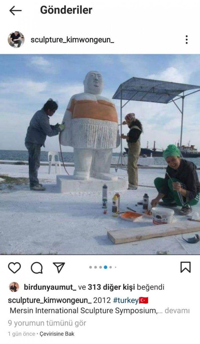 Mersin'deki şişman boksör heykeli espri konusu oldu