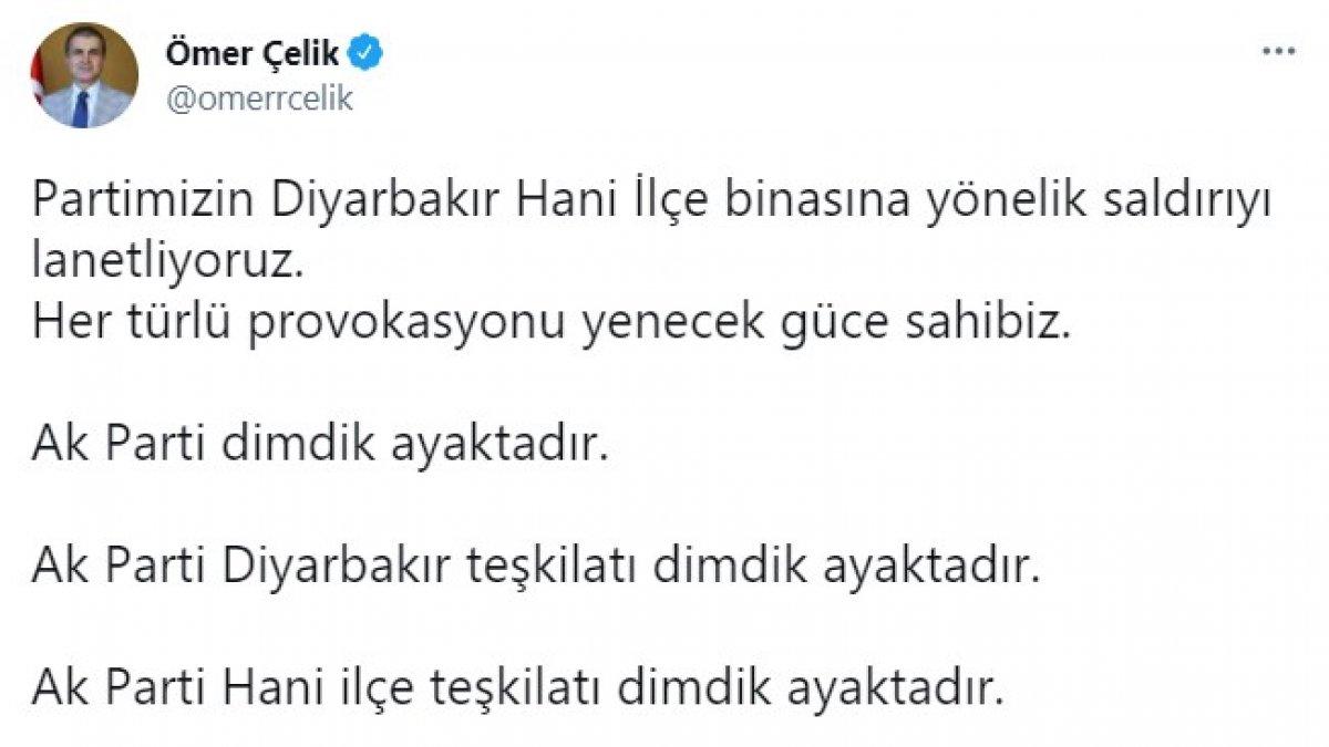 Diyarbakır'da, AK Parti Hani ilçe binasına molotoflu saldırı