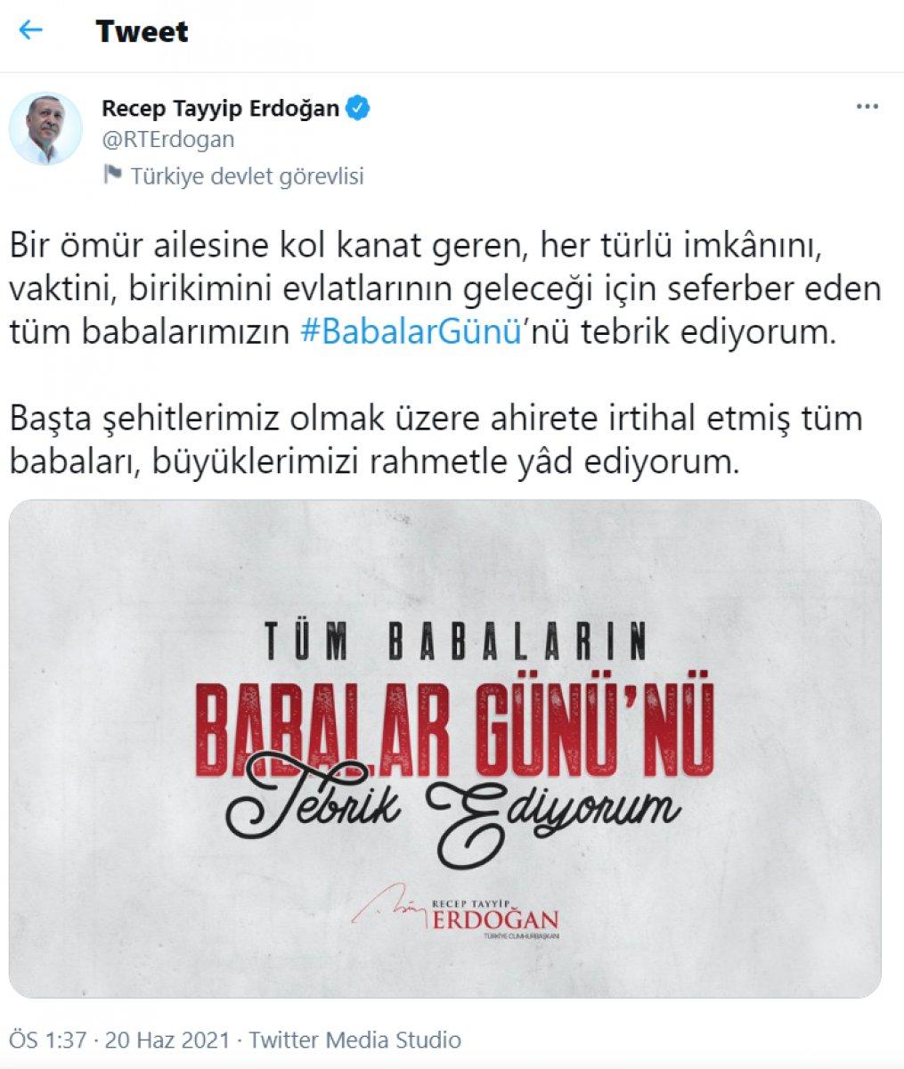 Cumhurbaşkanı Erdoğan'dan Babalar Günü mesajı
