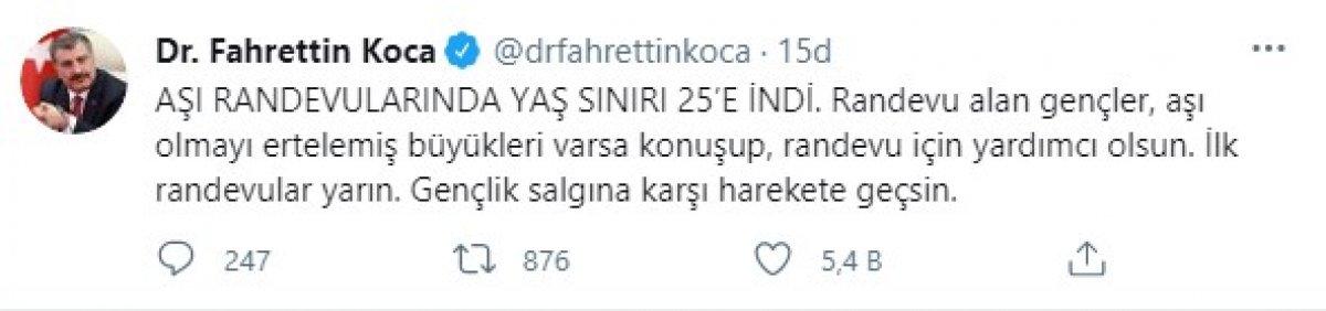 Aşı randevularında yaş sınırı 25’e indi