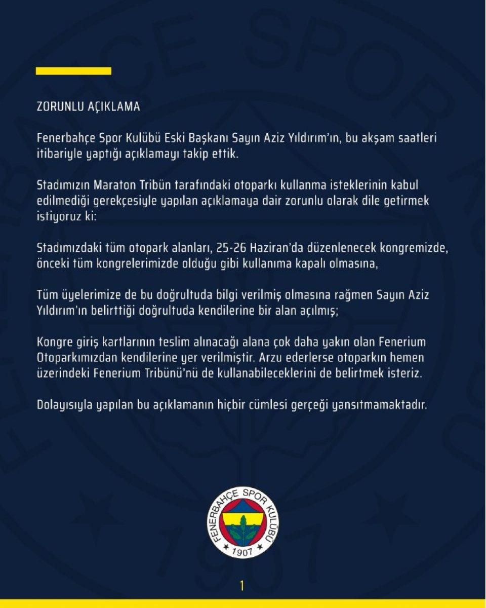 Aziz Yıldırım: Kongreye katılmayacağım