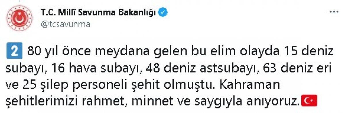 Milli Savunma Bakanlığı Refah Şilebi şehitlerini andı