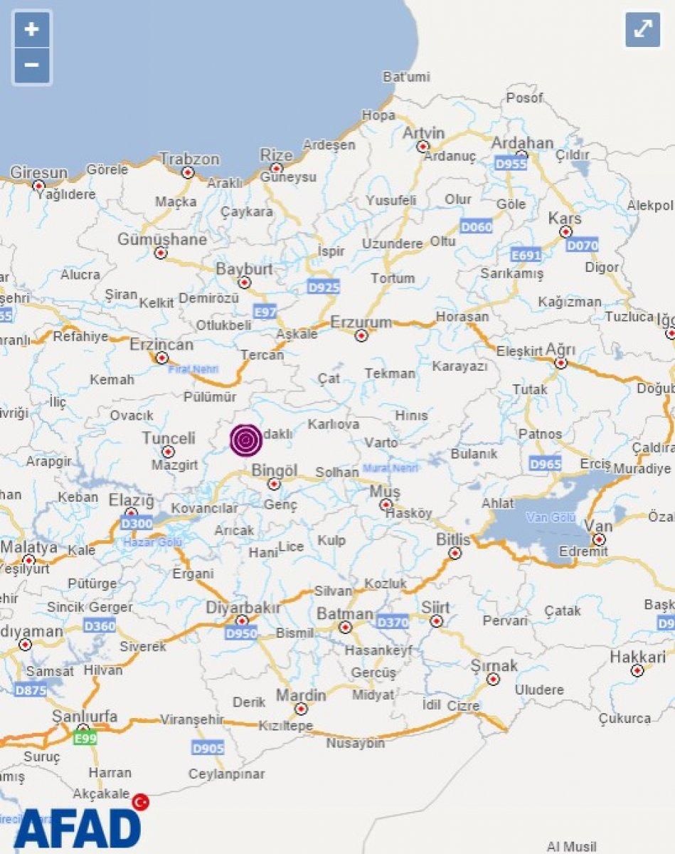 Bingöl'de 5.2 büyüklüğünde deprem