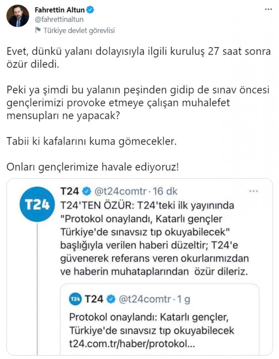 Fahrettin Altun'dan Katar yalanına sarılan muhalefete tepki