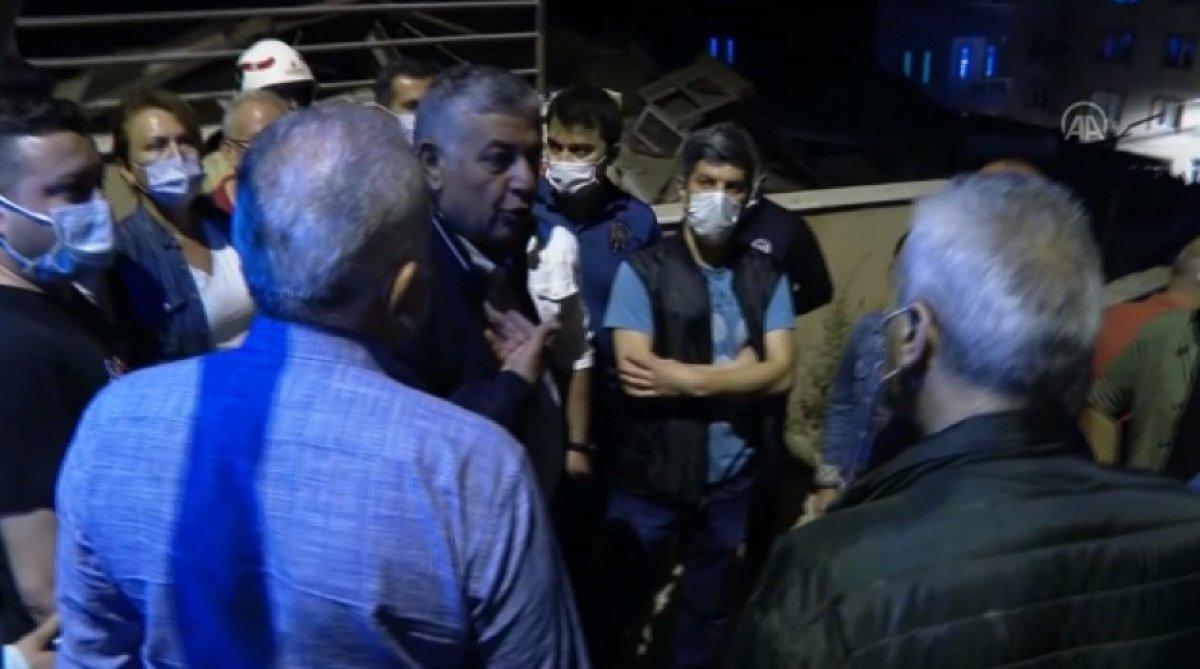 Sarıyer'de çöken binayı görmeye gelen belediye başkanı Şükrü Genç'e tepki