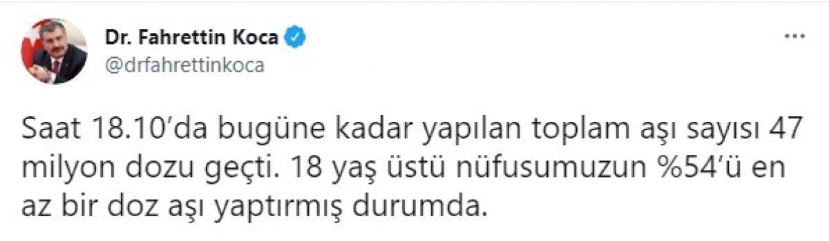 Fahrettin Koca: 18 yaş üstü nüfusumuzun yüzde 54'ü aşı yaptırdı