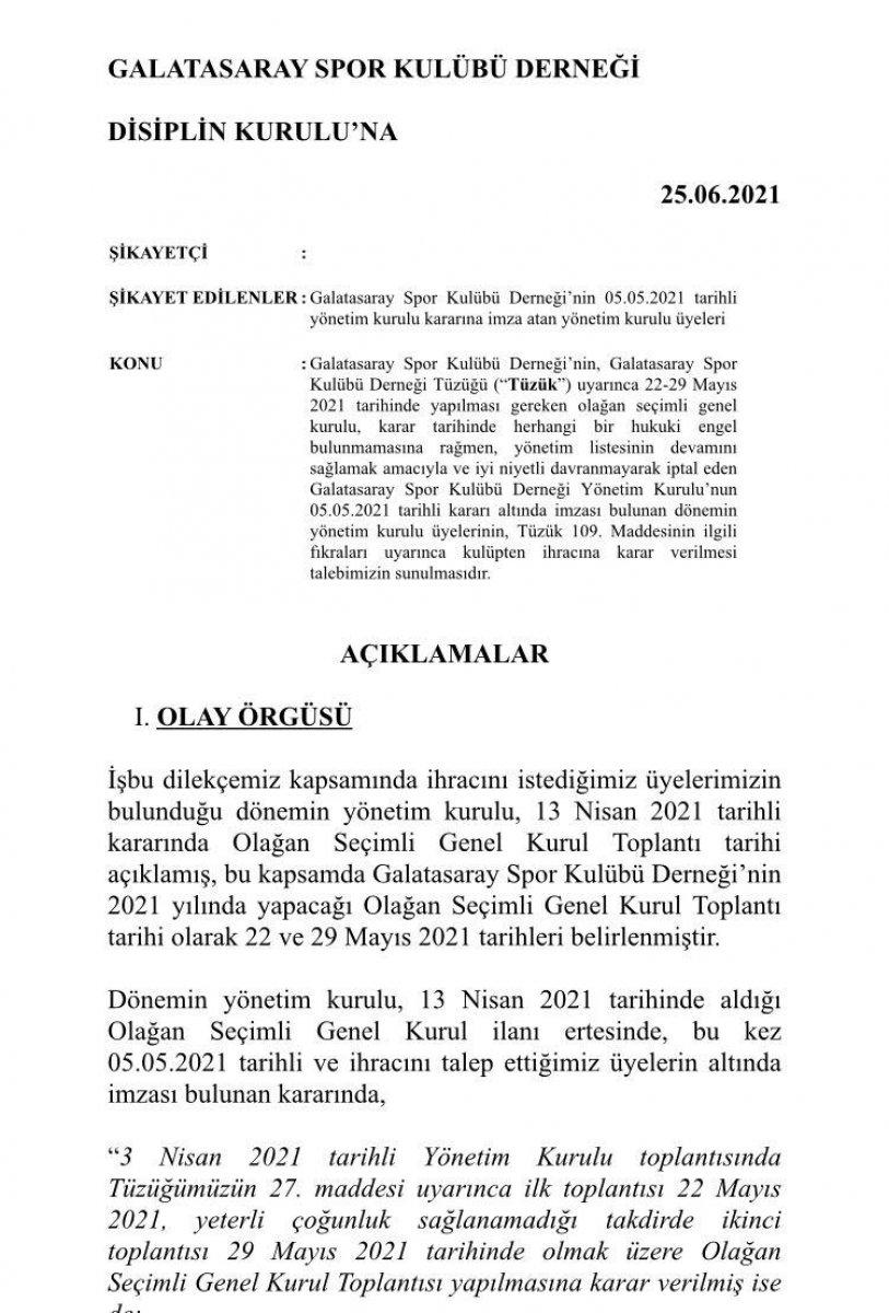 Galatasaray, eski yönetimi disipline gönderiyor
