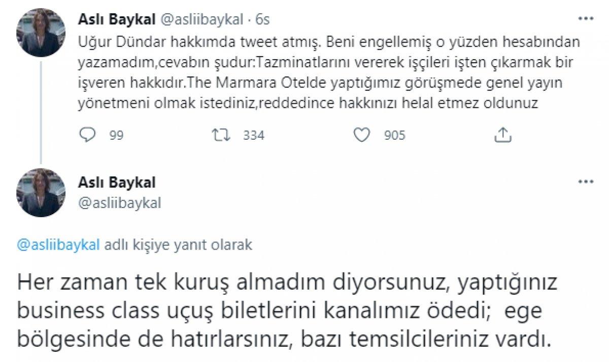 Uğur Dündar'ın Halk TV ile ilgili açıklamalarına Aslı Baykal'dan cevap