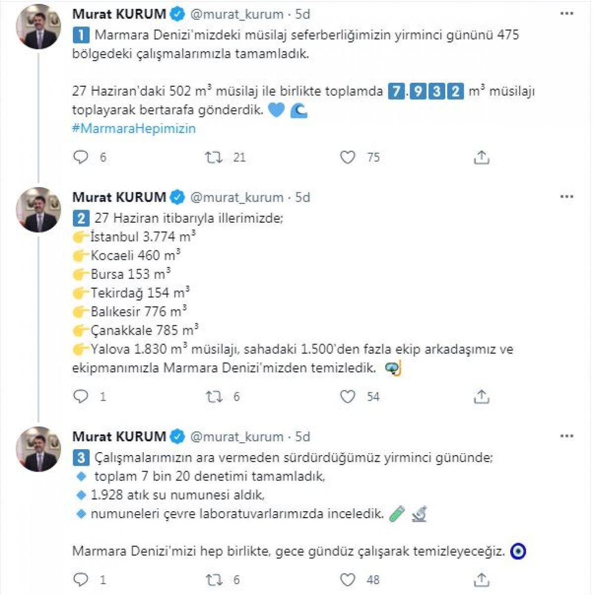 Marmara’da toplanan müsilaj miktarı 7 bin 932 metreküp oldu