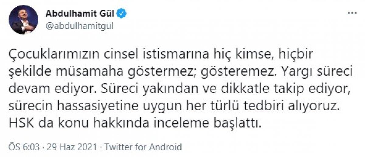 Abdülhamit Gül'den çocuklara istismar davasıyla ilgili açıklama
