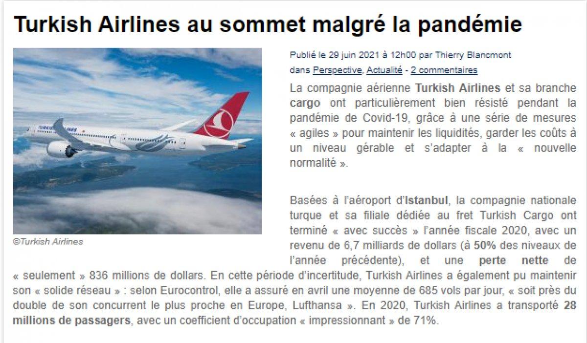 Türk Hava Yolları pandemiye rağmen zirvede