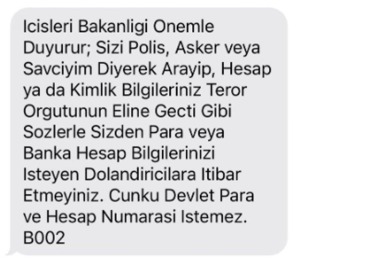 Kendisini polis/savcı gibi gösteren dolandırıcılara karşı İçişleri Bakanlığı'nın uyarısı