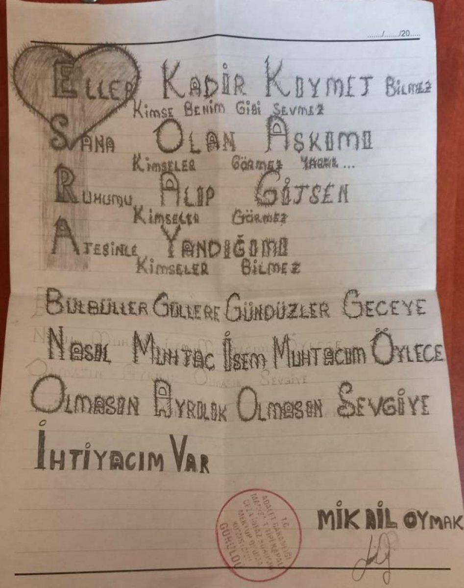 Manisa'da bir kişi boğazını kestiği eşine cezaevinden aşk mektupları gönderdi