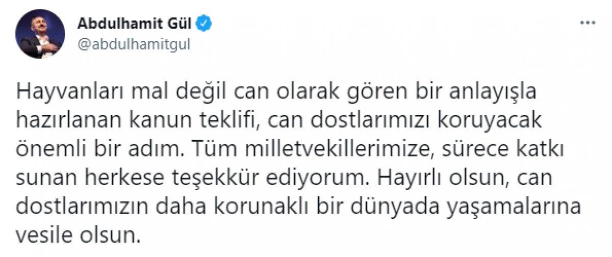 Abdulhamit Gül: Can dostlarımızı koruyacak önemli bir adım