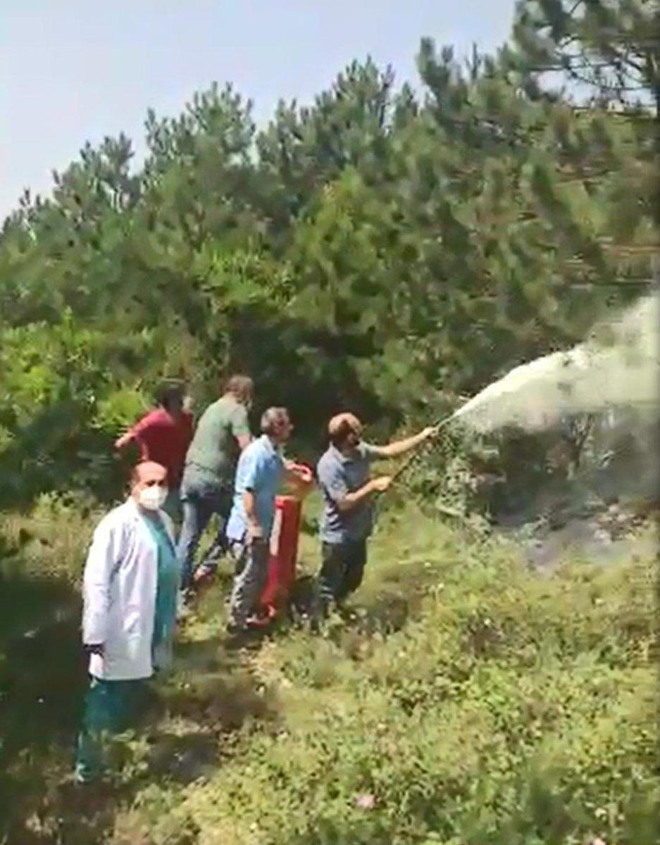 Kocaeli'de çıkan orman yangınına sağlık çalışanları müdahale etti