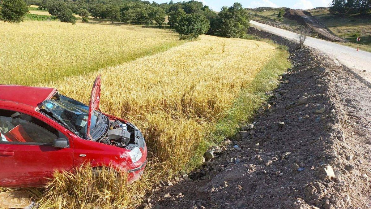 Eskişehir'de otomobil tarlaya devrildi