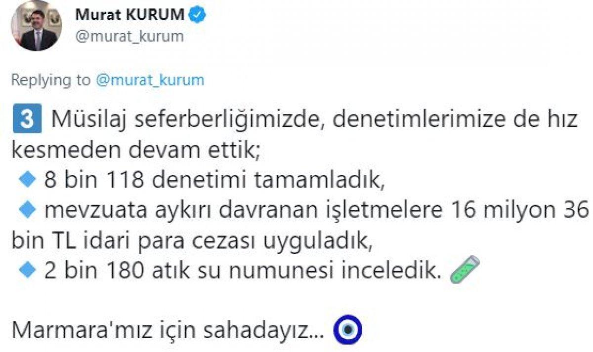 Murat Kurum: 9 bin 959 metreküp müsilajı bertaraf ettik