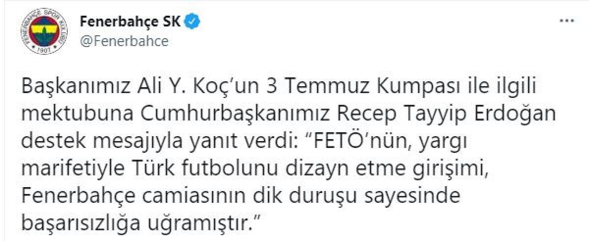 Cumhurbaşkanı Erdoğan'dan 3 Temmuz mektubu