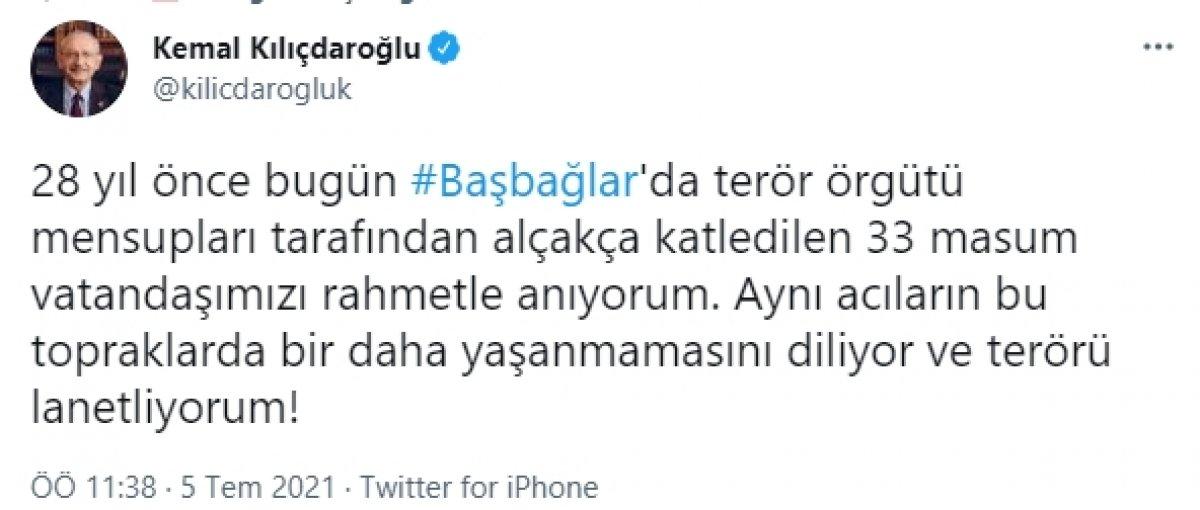 Kemal Kılıçdaroğlu'ndan Başbağlar mesajı