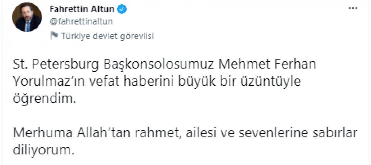 Saint Petersburg Başkonsolosu Mehmet Ferhan Yorulmaz, hayatını kaybetti