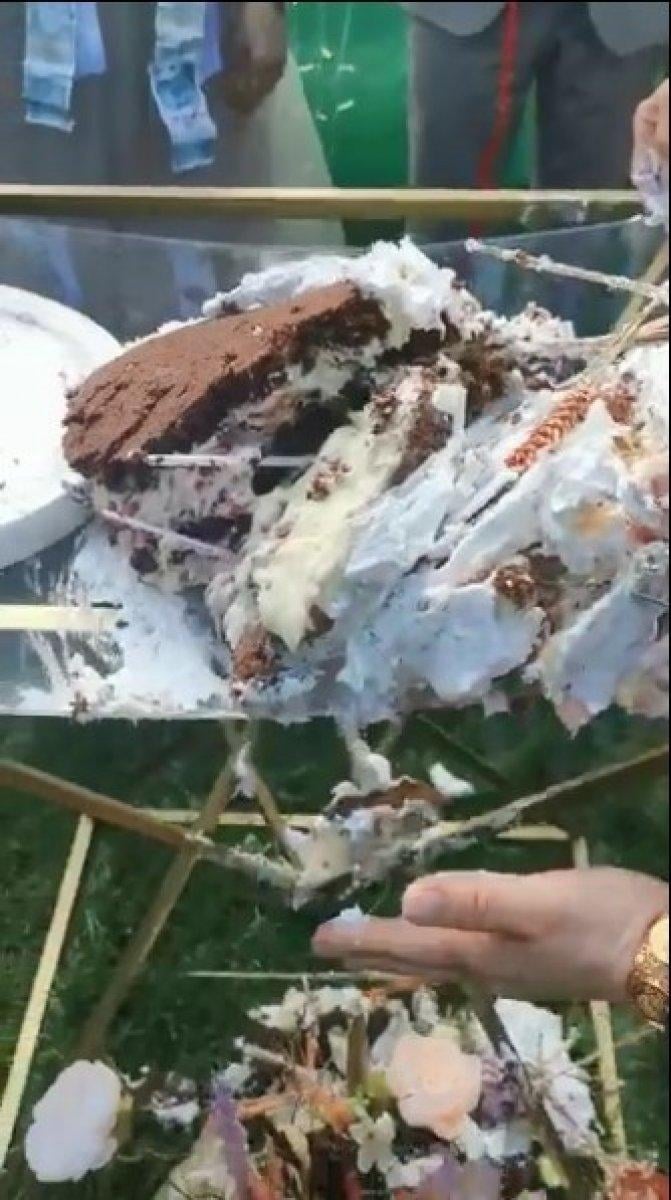 Kocaeli'de nişan pastası devrilen gelin ağladı