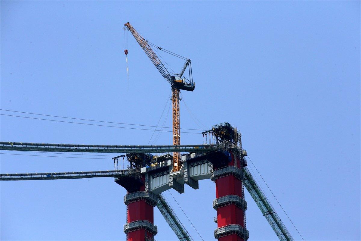 1915 Çanakkale Köprüsü'nün askı halatlarının montajı yapılıyor