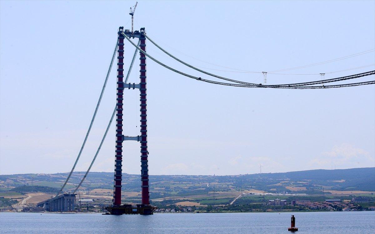 1915 Çanakkale Köprüsü'nün askı halatlarının montajı yapılıyor
