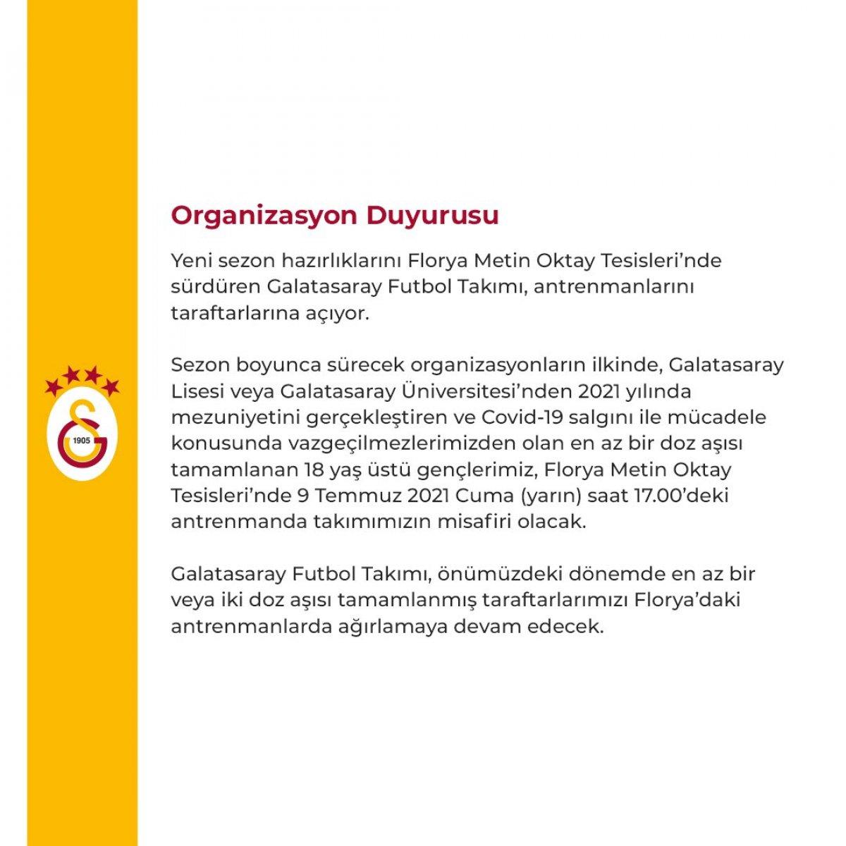 Galatasaray antrenmanları taraftarlarına açıyor