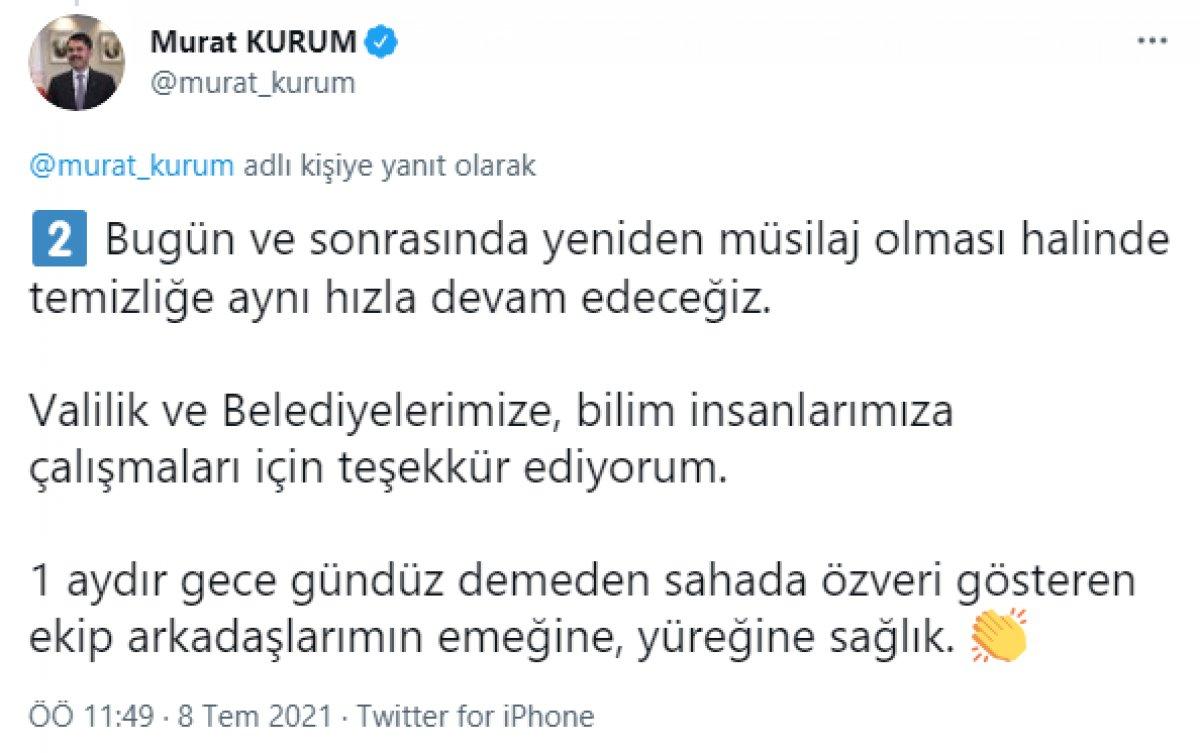 Murat Kurum: Denizimizde toplanacak miktarda müsilaj kalmadı