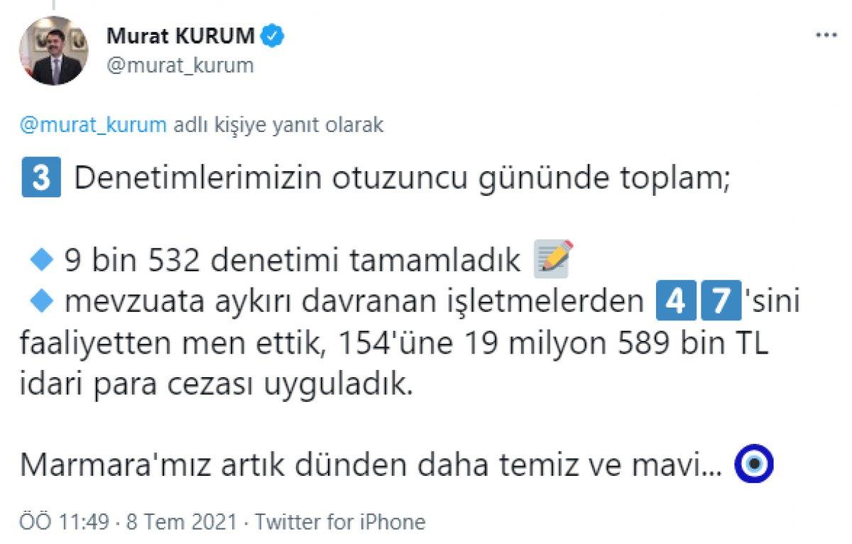 Murat Kurum: Denizimizde toplanacak miktarda müsilaj kalmadı