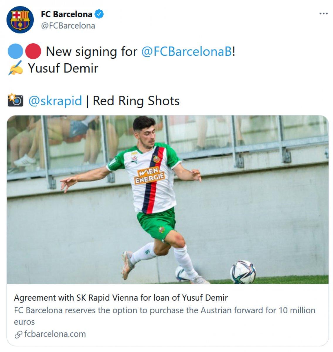 Barcelona B, Yusuf Demir'i kiraladı